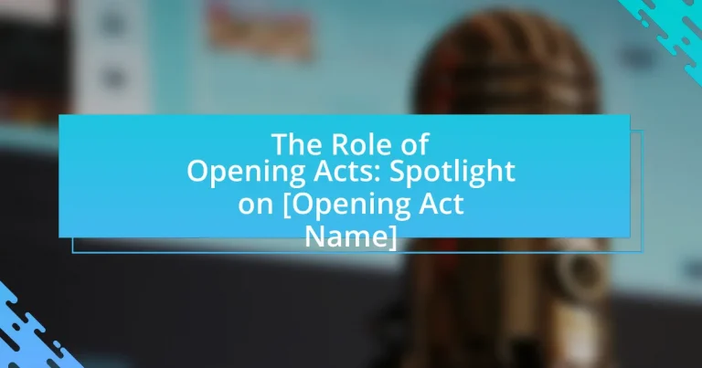 The Role of Opening Acts: Spotlight on [Opening Act Name]